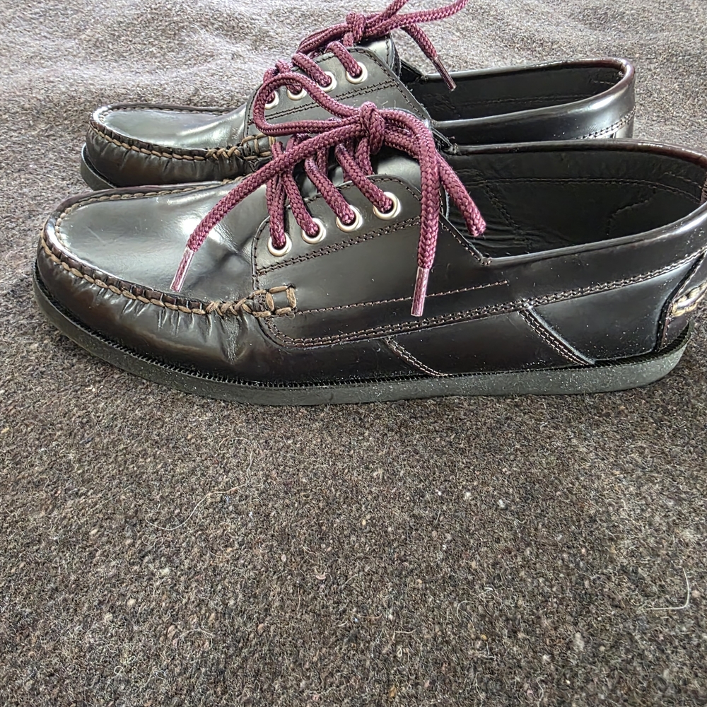 Womens Purple Leather Boat Shoes